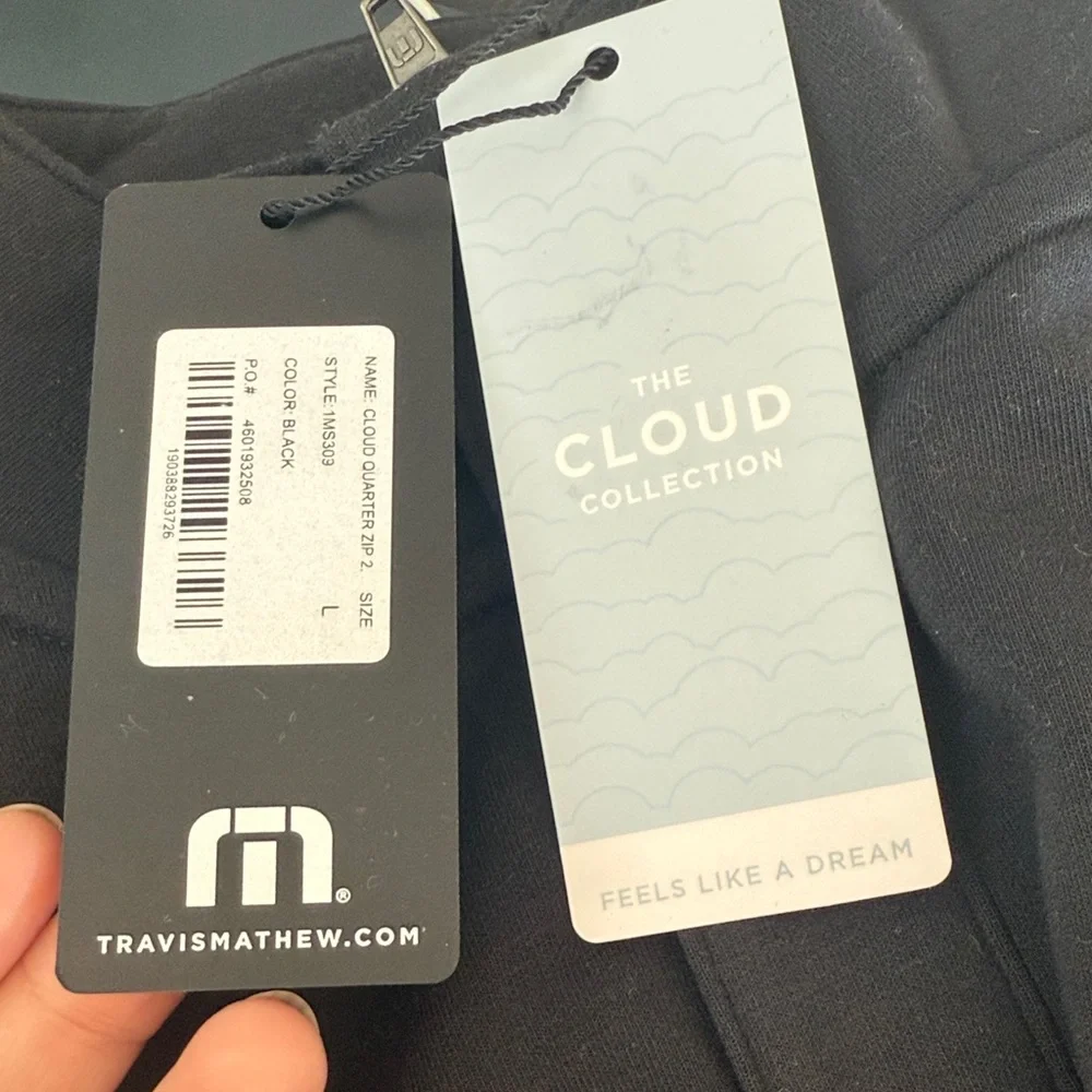 NWT Travis Mathew Black Cloud Quarter Zip Up Size L